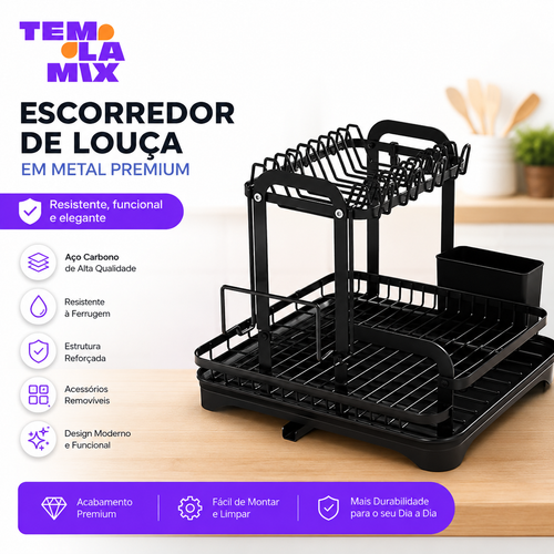 Escorredor de Louça em Metal Premium 2 Andares