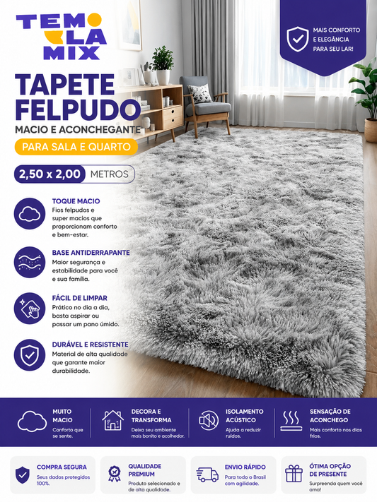 Tapete Felpudo Premium 2,50x2,00 Macio e Aconchegante