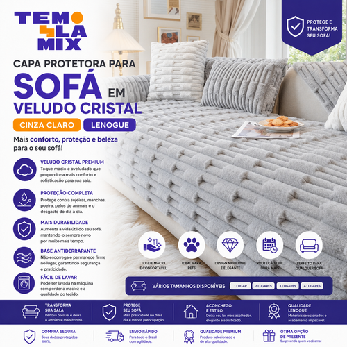 Capa de Sofá Veludo Cristal Premium Lenogue
