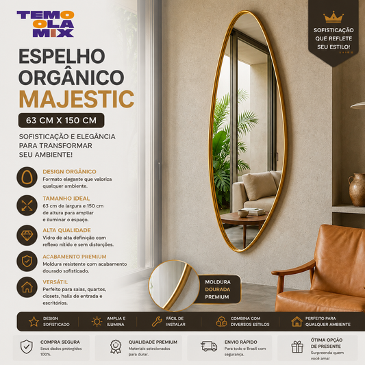Espelho Moderno Majestic para Sala, Quarto e Hall