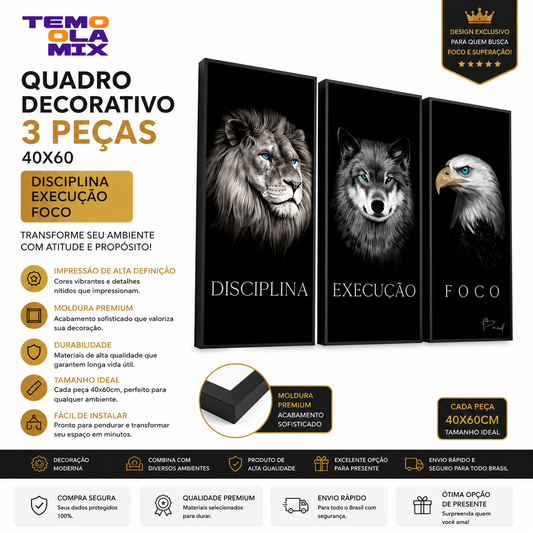 Kit Quadros Disciplina Execução Foco
