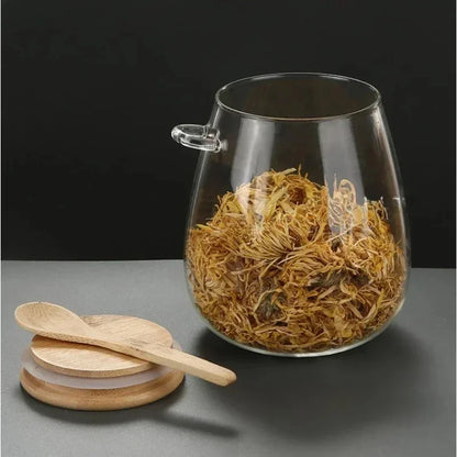 Kit 3 Potes Herméticos de Vidro com Tampa e Colher de Bambu